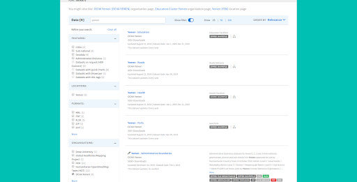 Humanitarian data search overview